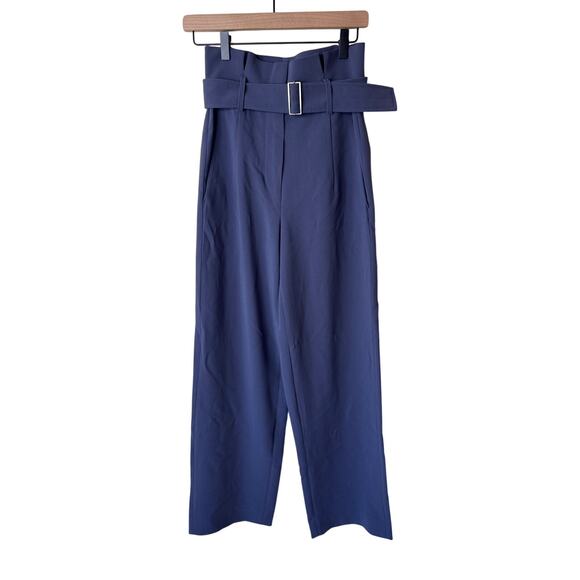 BABATON Power Pant High Waisted Belted Paper Bag Dress Pant Dive Blue Size 2 - Picture 4 of 13